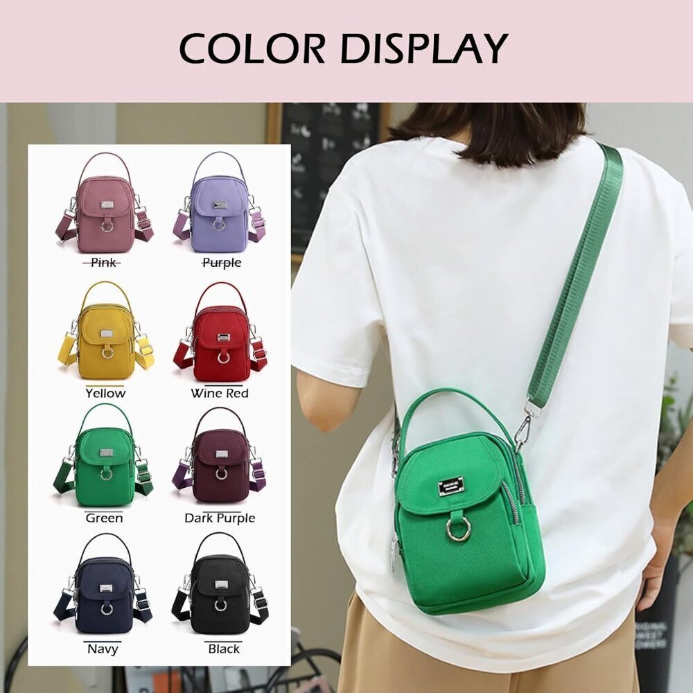 Women Small Crossbody Bag Nylon Multi Pocket Shoulder Purse for Daily Use - Picture 7 of 7